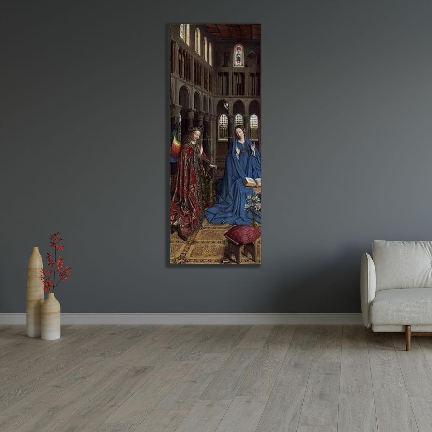ArtDirect Annunciation Custom Framed Art Print Giclee Print or Canvas Options with Various Sizes and Customization by Van Eyck, Jan