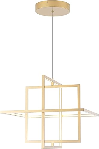 Candelabro LED moderno colgante cuadrado contemporáneo lámpara colgante luz regulable para sala de estar, comedor, dormitorio, cocina, habitación