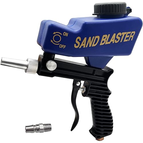 Sandblaster Sand Blaster Gun Set, Sand Blasting Spray Tool for Remove Paint, Stains, Rust & Clean Surfaces (Blue)