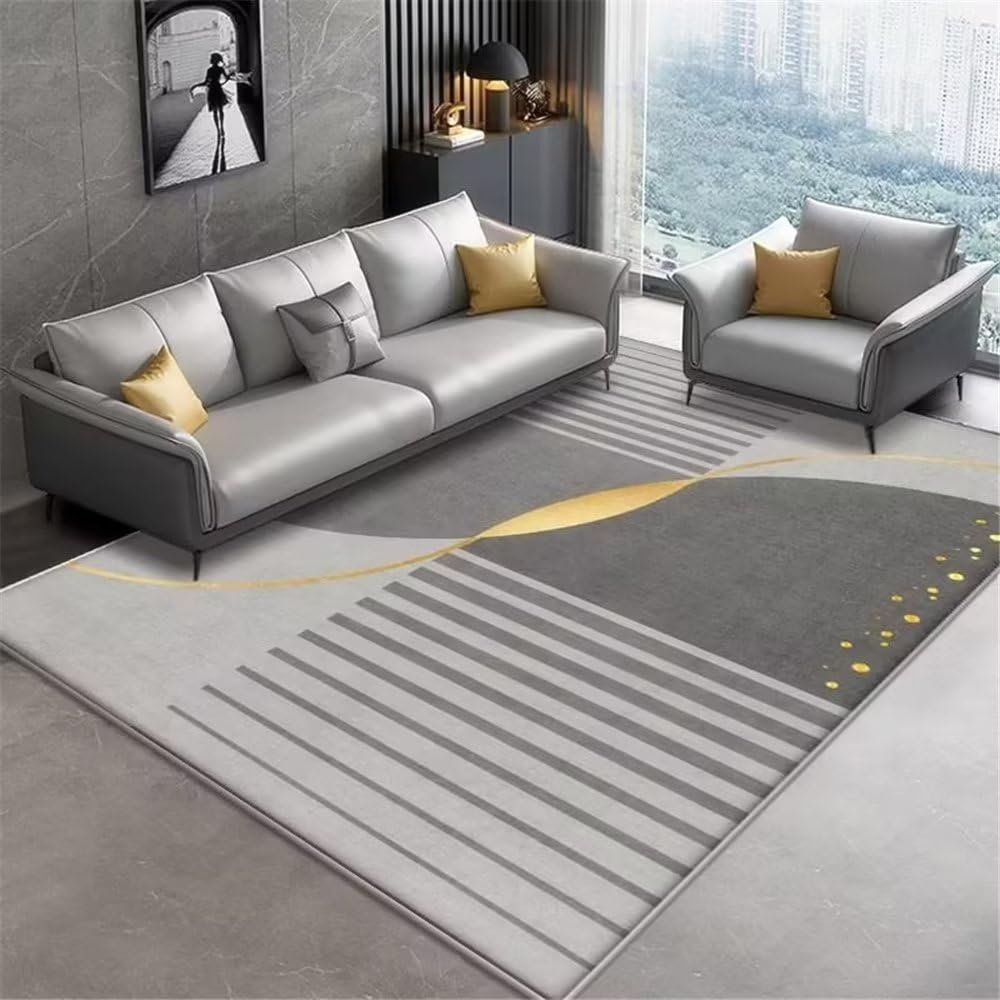Tapis de chambre fille gris 120x180cm à fines rayures géométriques