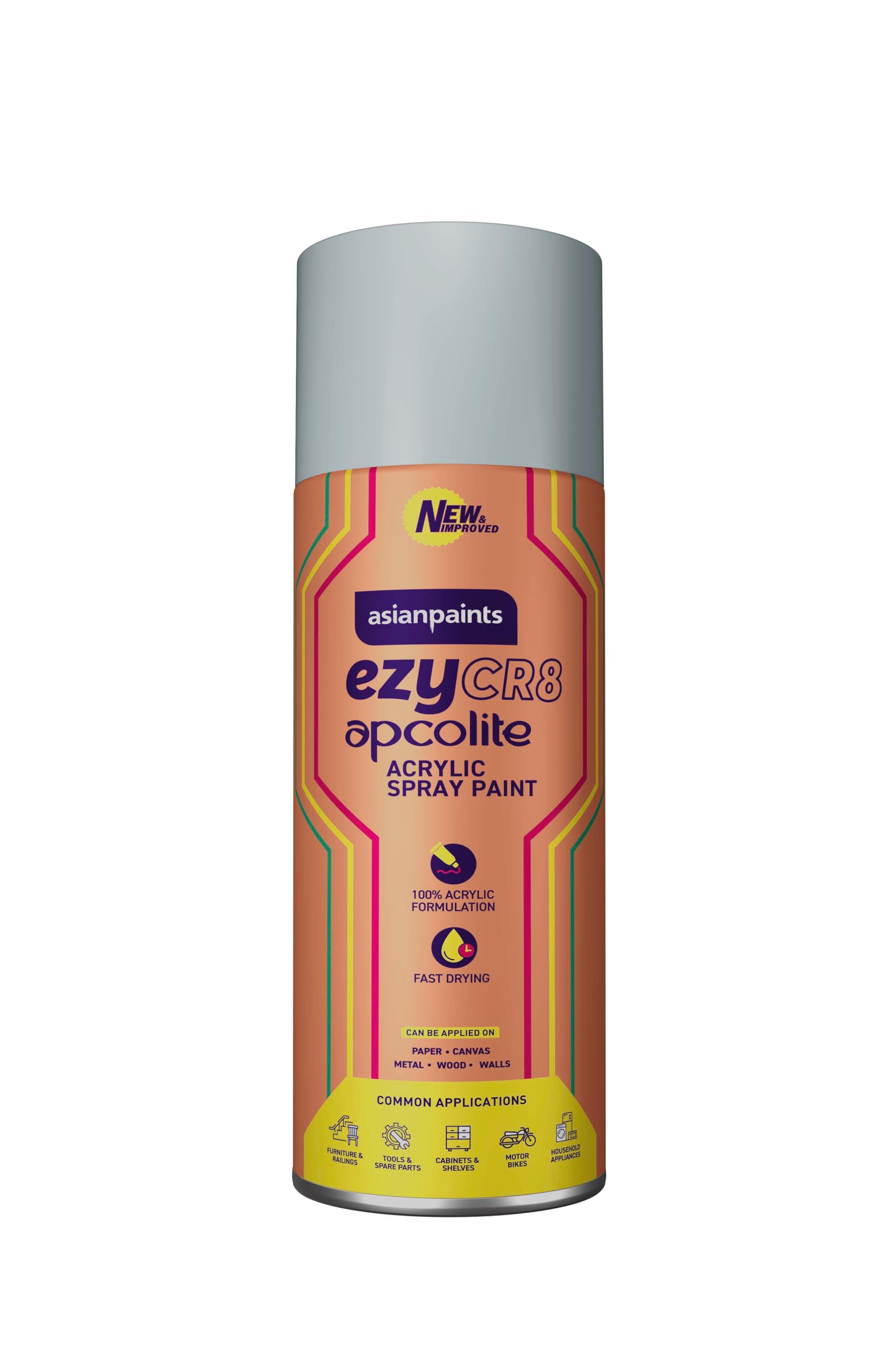 ezyCR8 Apcolite DIY Spray Paint – Matt Grey, 400ml, 100% Acrylic | Multi-Surface Use: Metal, Wood & Walls