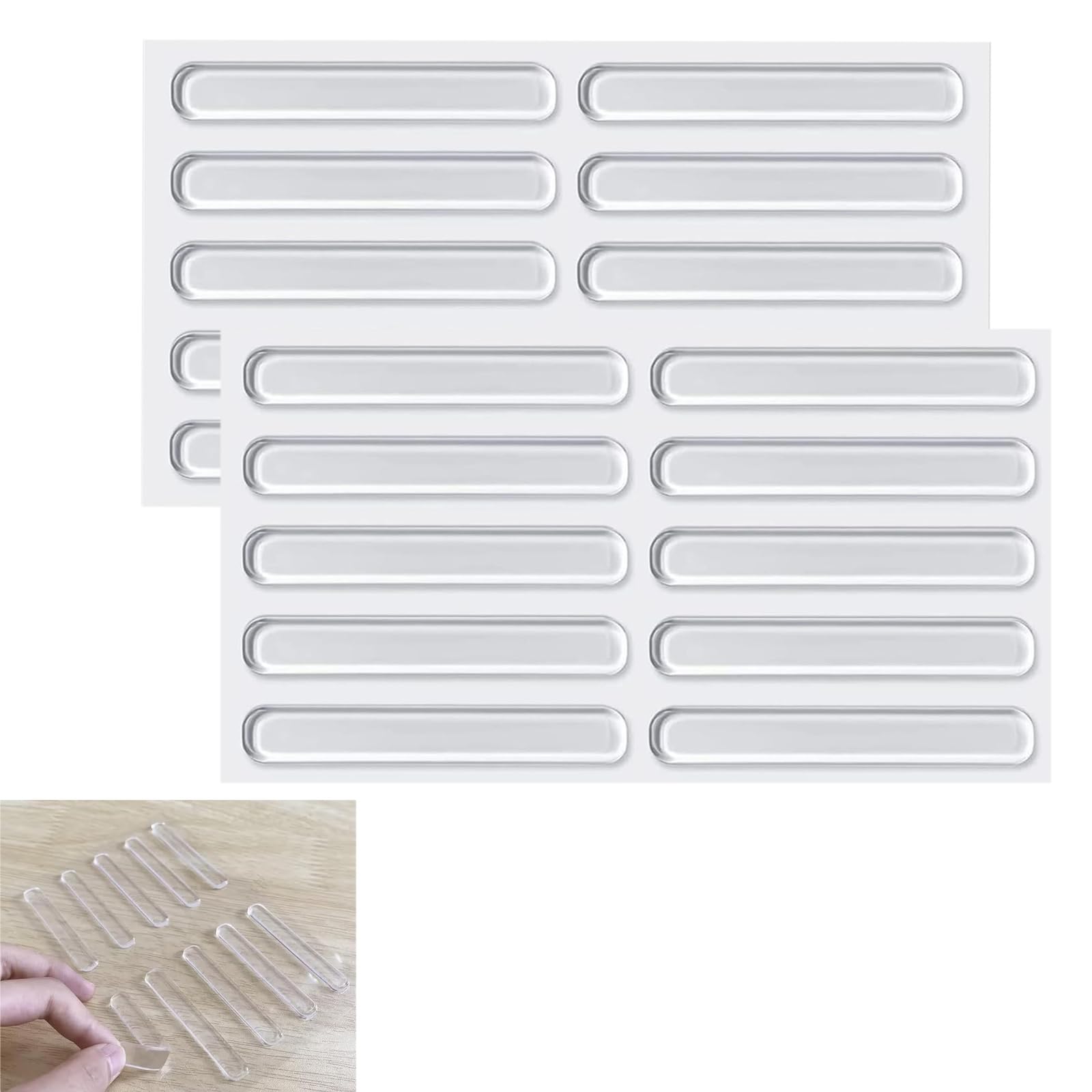 20 Pcs Furniture Bumpers Cabinet Bumper 6.3cm Silicone Bumpers Stripes, Adhesive Furniture Bumper Strips for Sound Dampening Buffer Pads for Furniture and Doors Protectors