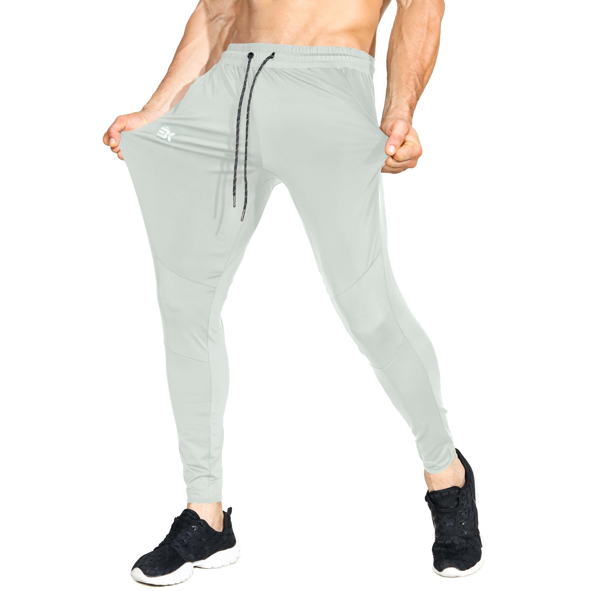 BROKIG Leichte Sporthose Herren Lang Slim Fit Trainingshose | Fitness Jogginghose Herren Polyester Jogger Herren, Sport Hose Herren Laufhose Sweatpants mit Reißverschlusstasche