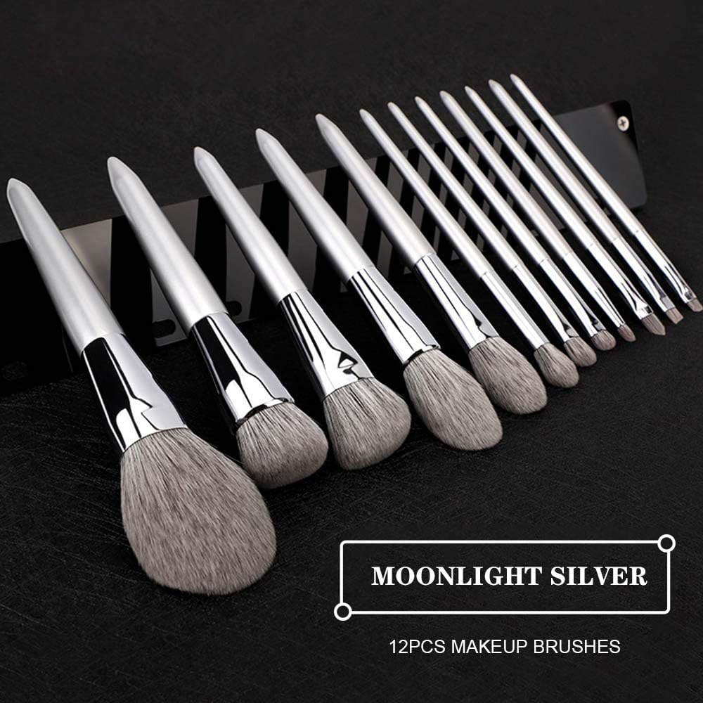 12 szt. Zestaw pędzli do makijażu Podkład włosów Puder konturowania brwi Cień powiek Narzędzia ust(12PCS with bag)