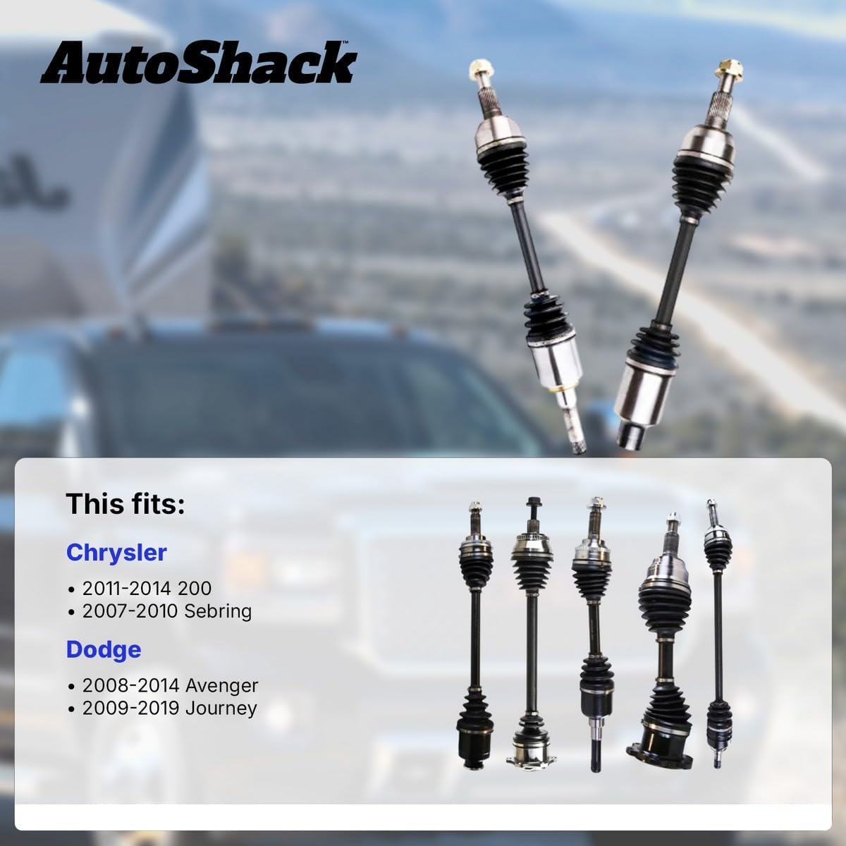 AutoShack Front CV Axle Shafts Left & Right Replacement for 2009-2019 Dodge Journey 2008-2014 Dodge Avenger 2011-2014 Chrysler 200 2007-2010 Chrysler Sebring 2-PC Set