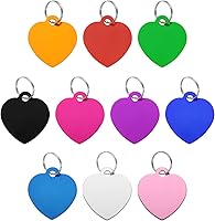 uxcell 10 Pack Heart Shape Blank Aluminum Pet ID Tags for Dogs Cats - Engraveable Dog Tags with Key Rings, Durable Colors