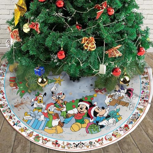 Mi#ck.ey and Friends Christmas Tree Skirt Cartoon Mouse Tree Skirt 32\",Tree Mat Decor for Merry Christmas Xmas New Year Festive Holiday Party Decorations