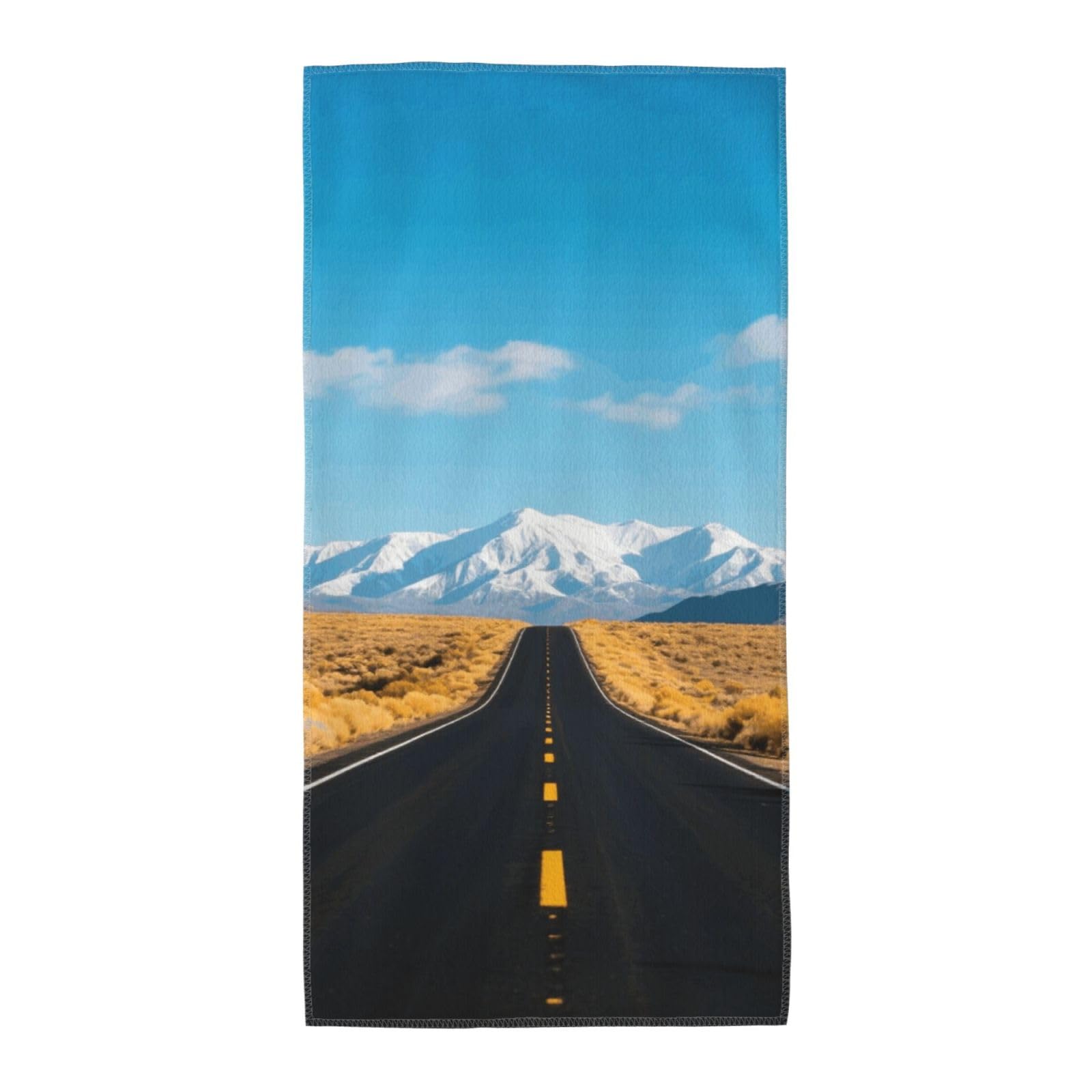 FekiLoot Absorbent Hand Towels 12"X24" Decorative Bathroom Towel Soft Microfiber Face Towel Freeway Highway Road in The Desert Dish Kitchen Towels for Bathroom Kitchen Hotel Spa Bath Towels