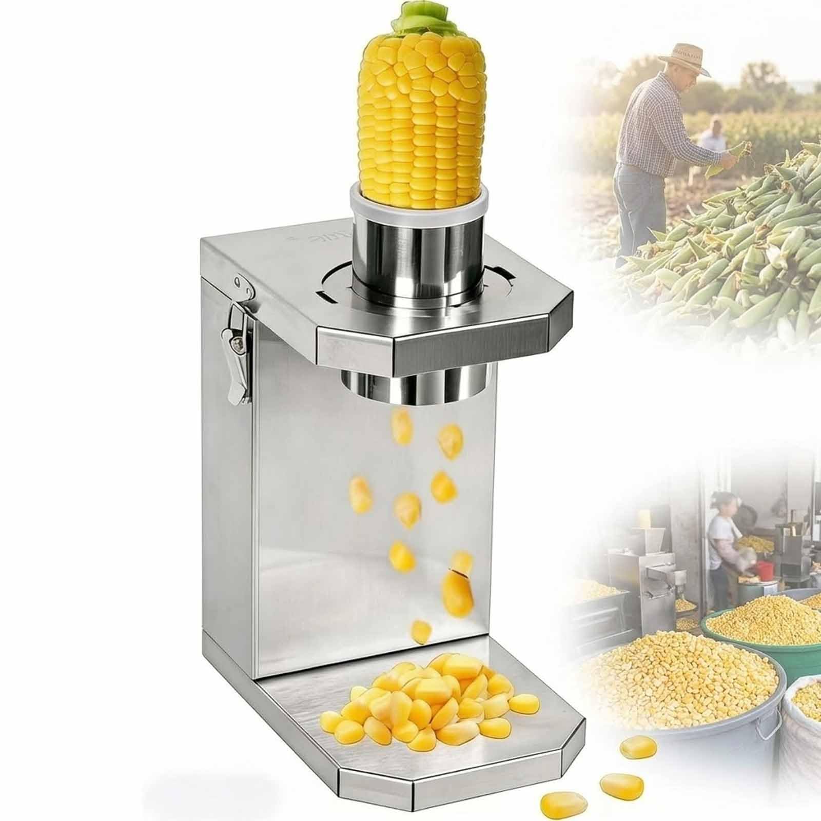 Éplucheur de maïs électrique, batteuse commerciale avec lame remplaçable, granulation automatique rapide, lame dentelée pour une utilisation domestique et agricole
