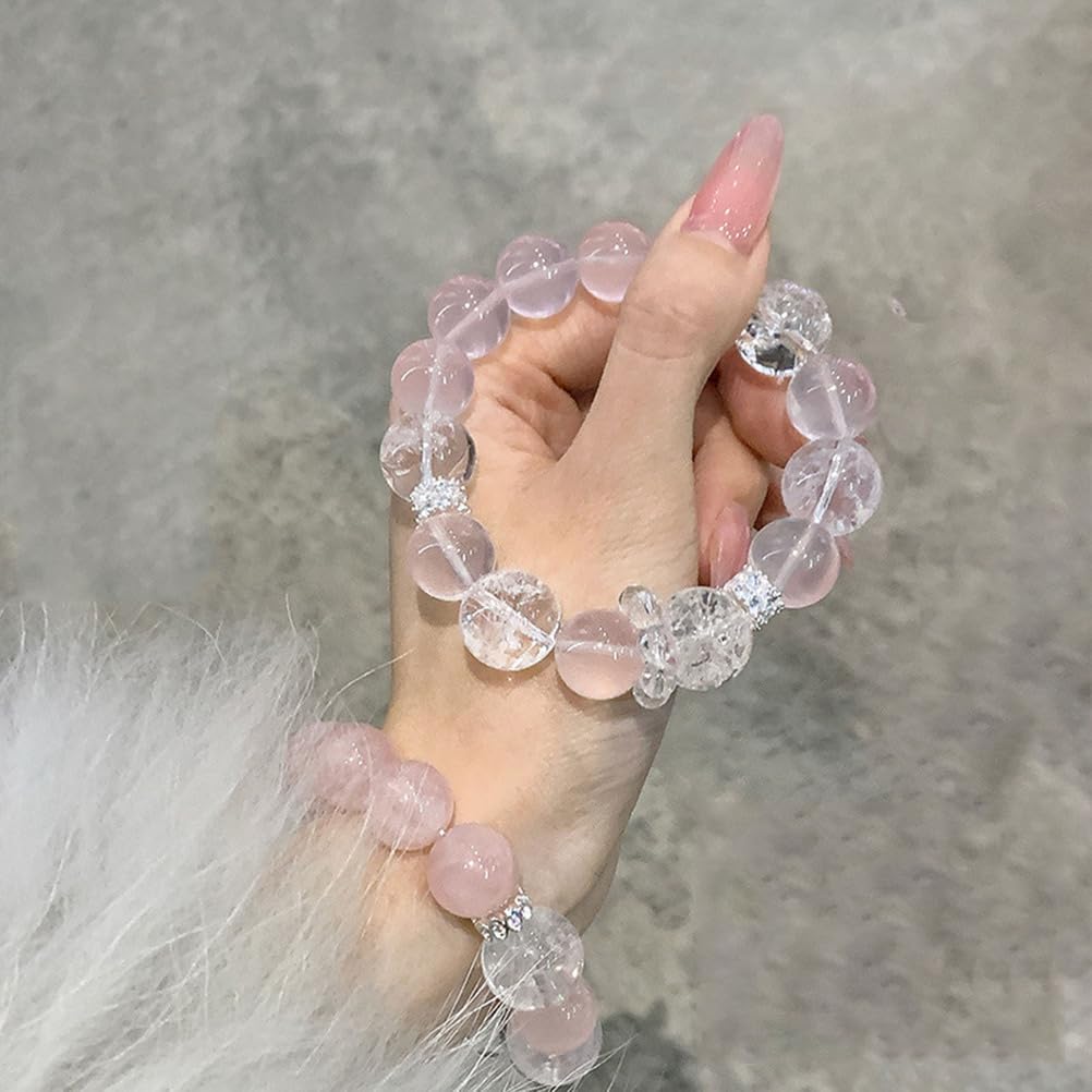 Pulsera de Chakra del corazón de Cuarzo Rosa, Pulsera de Cristal Natural para el Equilibrio Emocional del Amor incondicional, Regalo Espiritual para Las Mujeres, Estiramiento