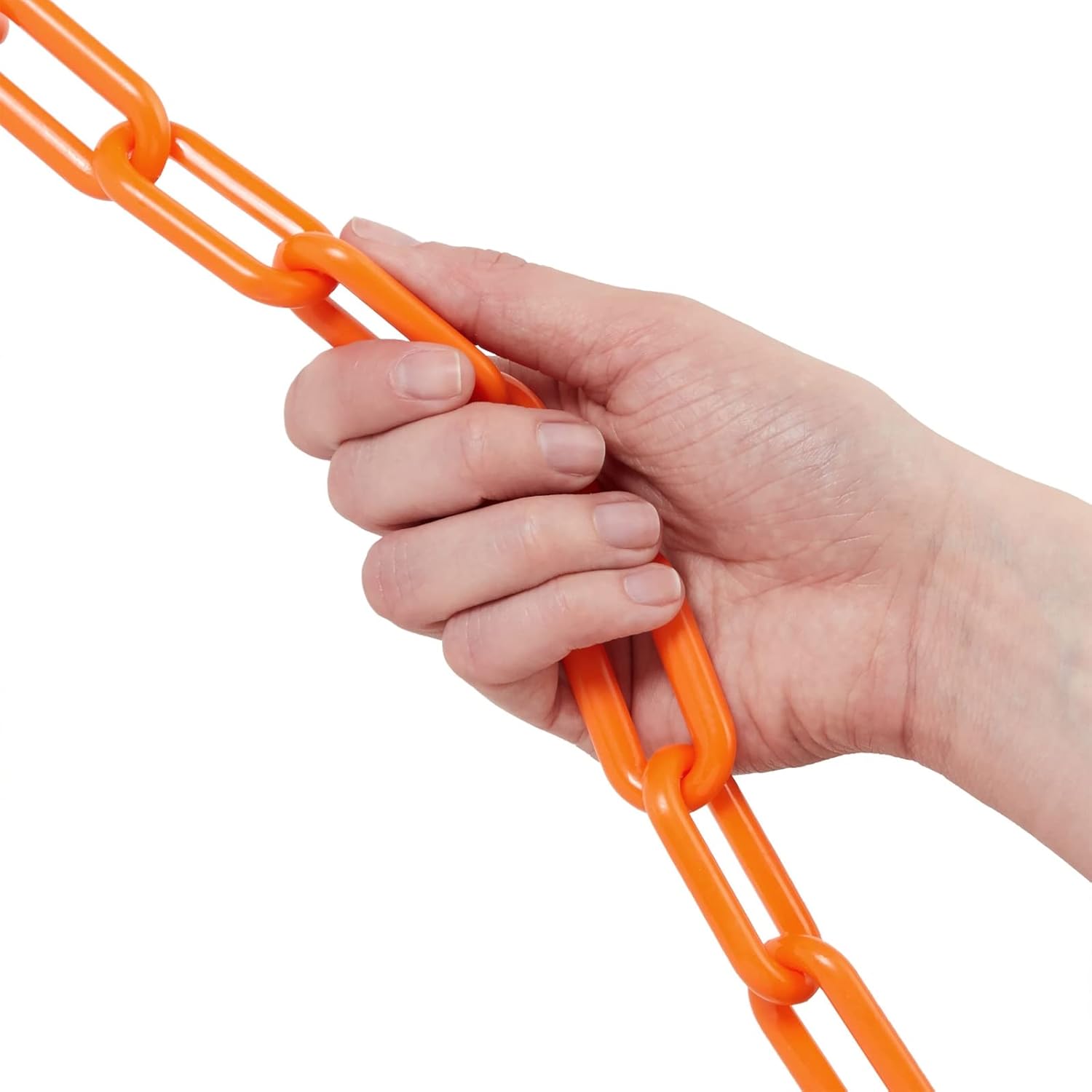 100 Foot Orange Plastic Safety Chain Barrier for Crowd Control, Queue Line, Concerts, Parking (2-Inch Links): Industrial & Scientific