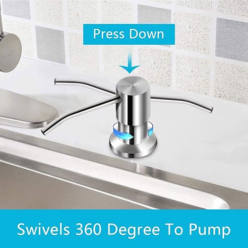 Miniatura 3 de Dispensador de jabón para fregadero de cocina, bomba dispensadora de jabón de encimera de níquel cepillado, tubo de extensión de silicona de 47