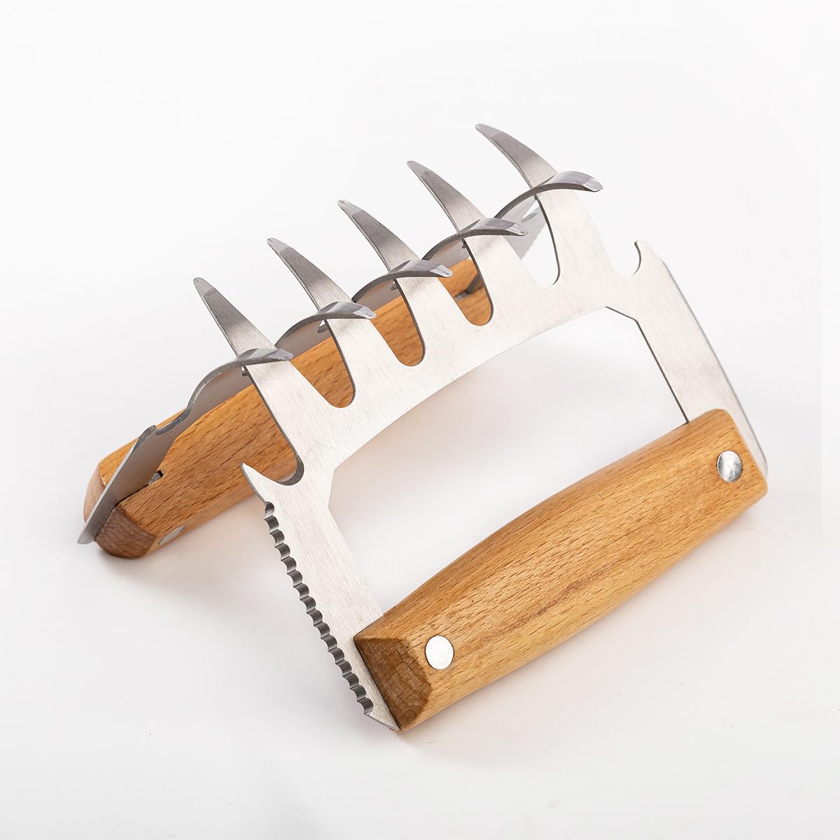 2 artigli per carne 5 in 1 pulled Pork artiglio per succoso manico in legno di Pork Wooden Stainless Steel Meat Claws, Pulled Pork for Cook Barbecue Lovers,for an Garden Barbecue Party