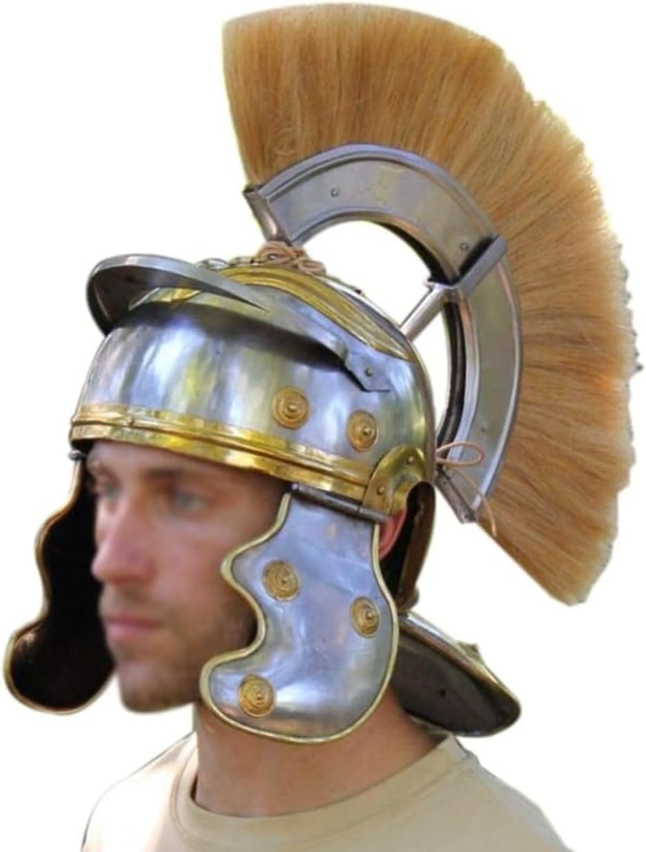 Roman Centurion Helmet | Mens Wearable Warrior Spartan Helmets Medieval Costume Premium Quality with Fitted Leather Liner Wearable for Adult | Medieval Costumes Helm Armor SCA LARP Replica