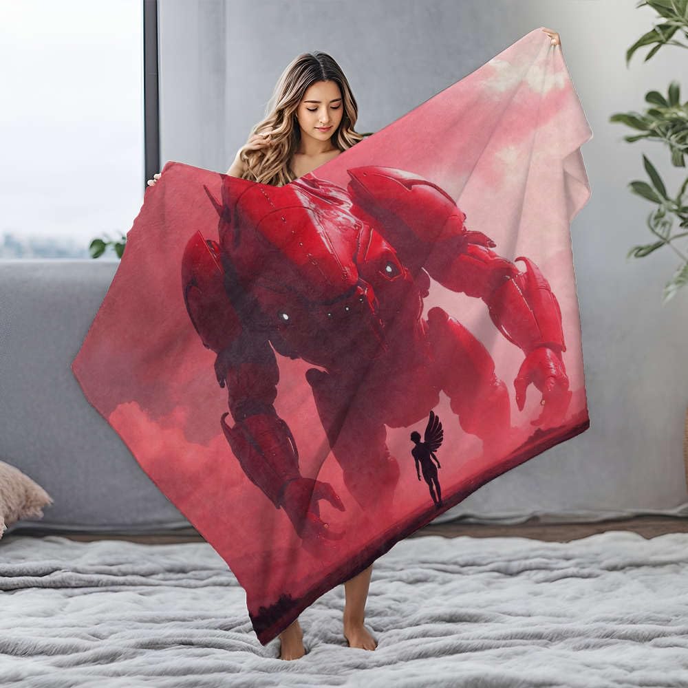 Couverture de Pâques en flanelle robot rouge géant 125x150cm