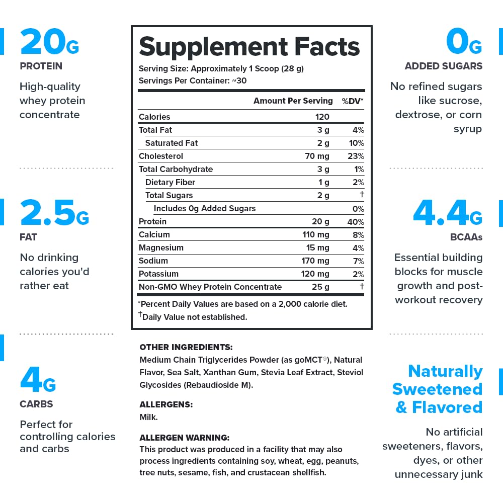 Legion Whey Protein Concentrate Protein Powder BCAAs, Vanilla, 30 Servings — Amazon image 2