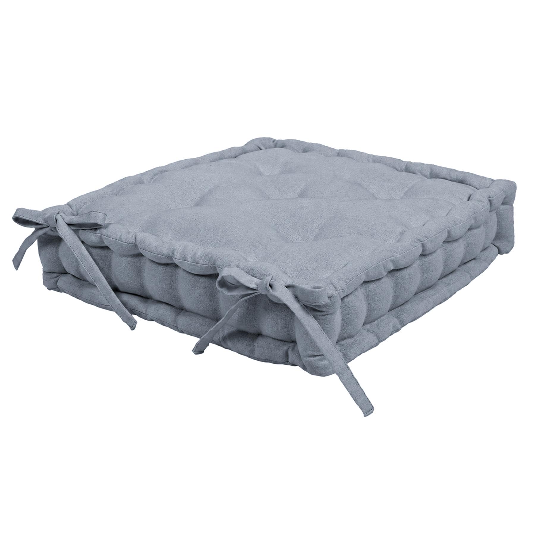 Harbour Housewares Square Seat Pad - 40 x 40cm Extra Thick Cushion with Ties, Indoor Outdoor Chair Seat Pad for Dining Chairs, Garden, Patio & Bistro Seating - Grey