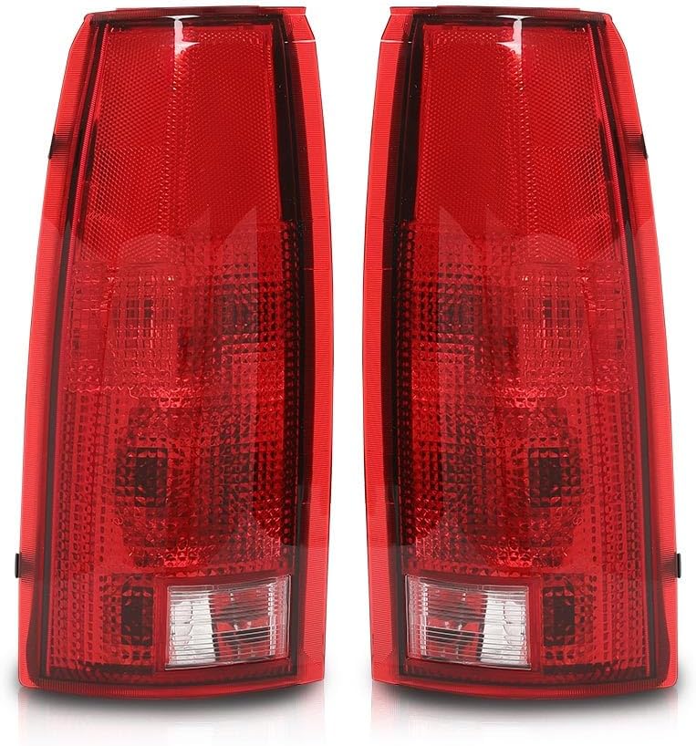 Tail Lights Assembly Rear Brake Lamp Pair w/o Connector Circuit & Bulb Compatible with Chevy GMC Silverado Sierra C/K 1500 2500 3500 1988-1999 GM2800104 Luces Traseras