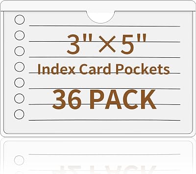 NIUBIER Storage Bin Labels, 36 Pack Clear Adhesive Pockets, Index Card Holder for 3x5 Cards, Removable Tote Labels Stickers for Packing Moving Box & Containers, Easy Peel Off