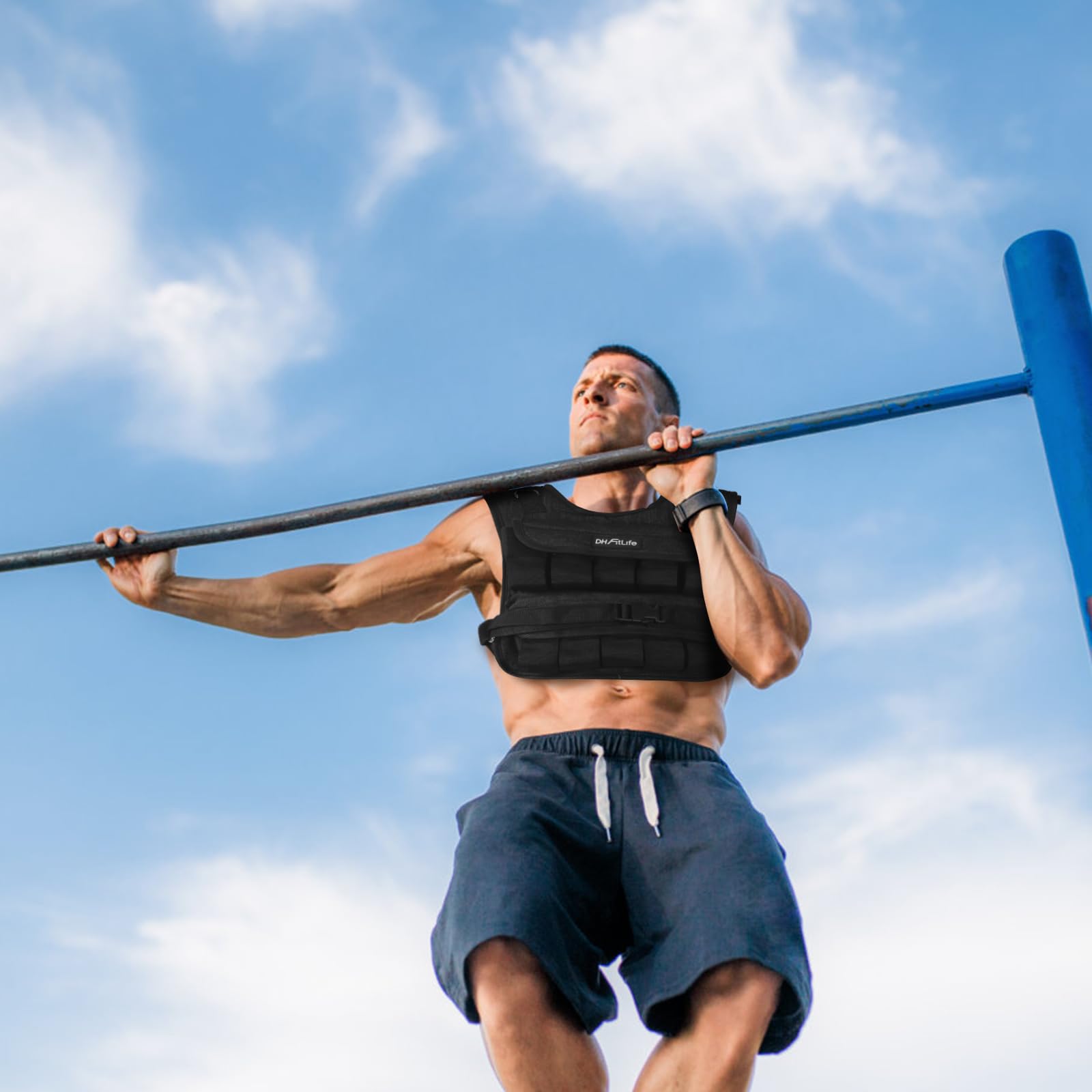 DH FitLife Verstellbare Gewichtsweste 10kg/20kg Kompakt u. Stabil zum Muskelaufbau u. Krafttraining | Weighted Vest | Laufweste Damen Herren | Fitnessweste Trainingsweste