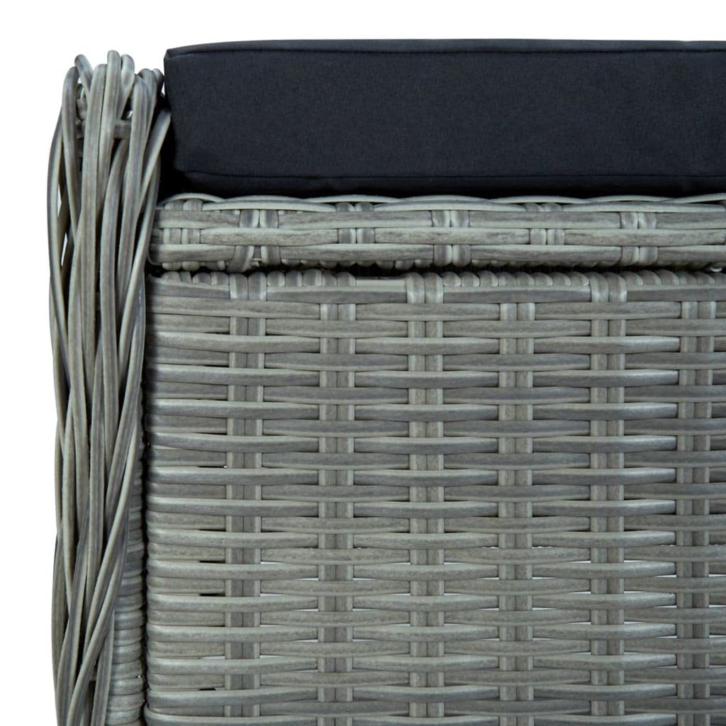 vidaXL Sillón Reclinable de Jardín con Reposapiés Silla Asiento Patio Terraza Balcón Reposabrazos Grueso Alcochado Cómoda Suave Ratán PE Gris Claro