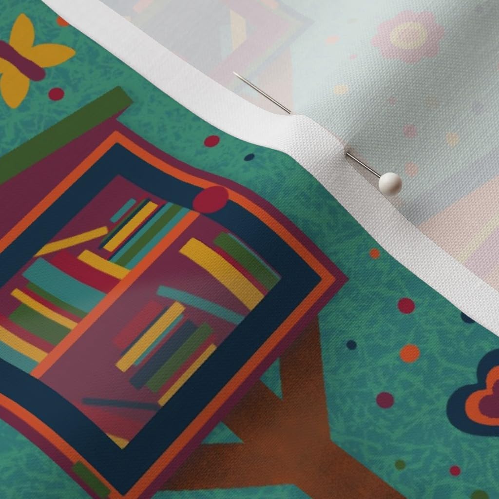 Spoonflower Fabric - Little Free Libraries Green Blue Yellow Red Purple Orange Colorful Printed on Petal Signature Cotton Fabric by The Yard - Sewing Quilting Apparel Crafts Decor