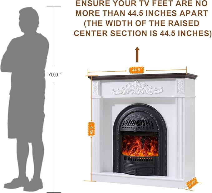 Chimenea Eléctrica 45" con Manto, Estilo Granja, Soporte TV miniatura 2