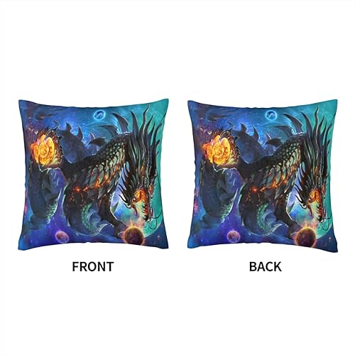 Miniatura 3 de Mloerno Fundas de almohada de terciopelo de dragón cósmico, fundas de almohada para sofá, fundas de almohada cuadradas para decoración del hogar, 18