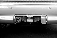 Vista 8 de eVerHitch 2 Inch USA Black and Chrome Flag Hitch Cover Plug Fits 2" Receiver