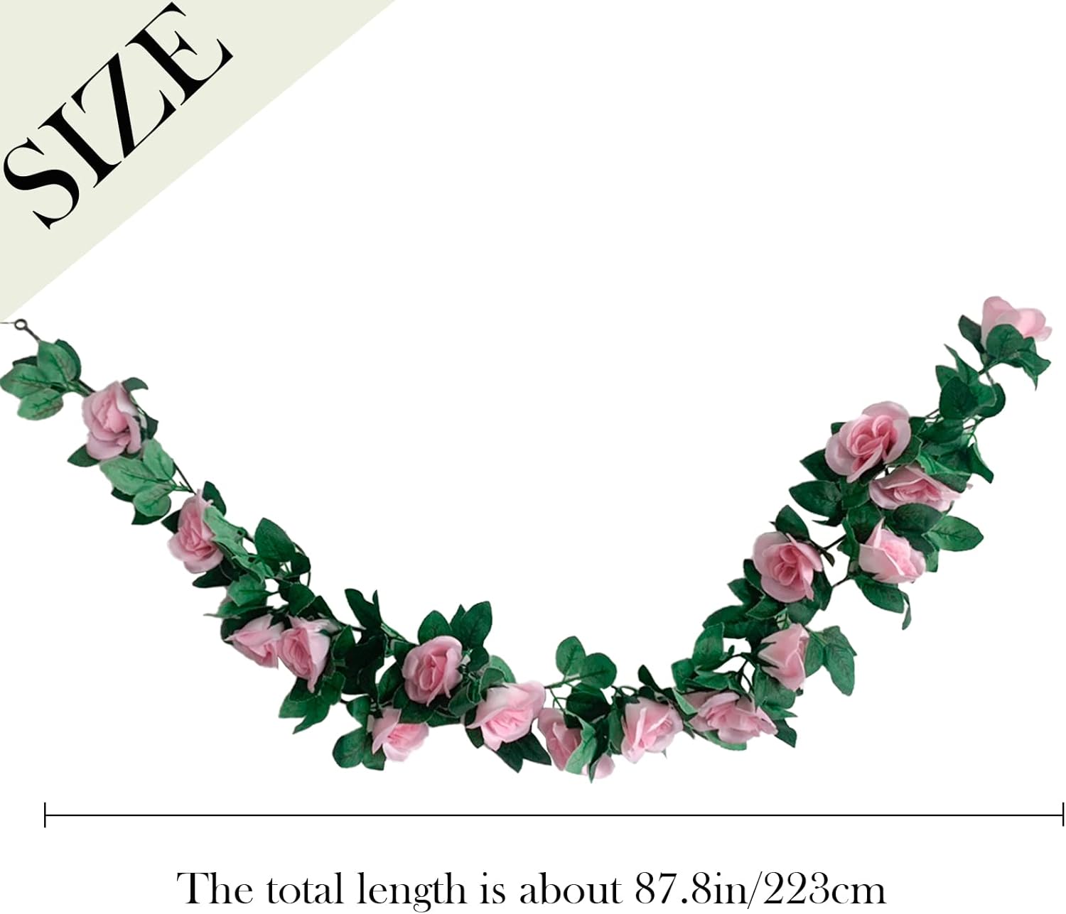 2 Pack Artificial Rose Vine Garland Fake Roses Flowers Plants Vines Hanging Floral Leaves Decoration for Wedding Party Table Garden Arch Wall Home Room Decor(Pink) - Image 3