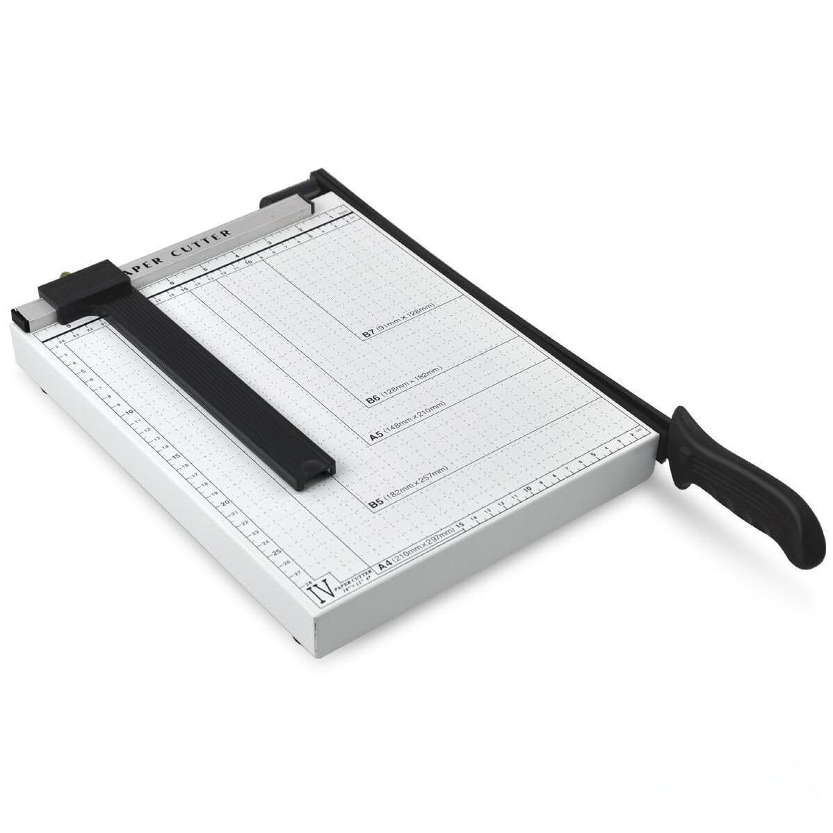 Taglierino per Carta A4 10x12 Pollici, Taglierino Manuale | Lama in Acciaio e Lega di Alluminio, Guida Standard Regolabile Blocco, Impugnatura Comoda e Stabile