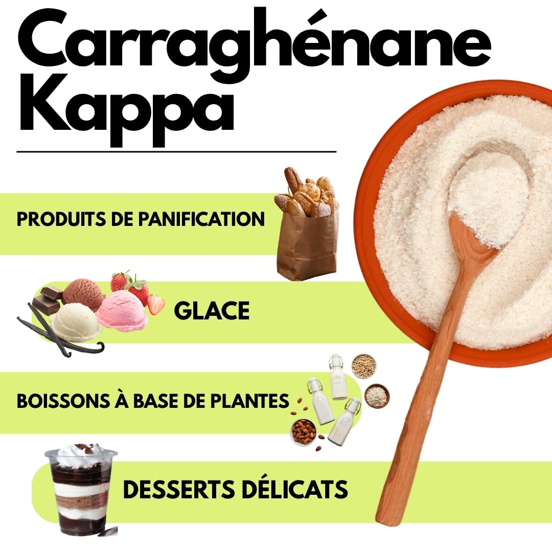 SaporePuro Carraghénane Kappa en Poudre 500 g – Sans Gluten – Gélifiant et Stabilisant pour Préparations Salées, Viandes, Gelées et Desserts