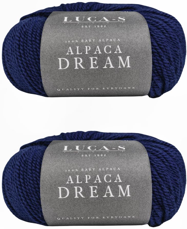 Luca-S Alpaca Dream Baby Alpaca Yarn – 2 Skeins of 100% Super Soft Worsted Weight Yarn for Knitting & Crochet, 3.5 oz (100g), 218 yds (200m) Total, Luxorious Alpaca Knitting Wool
