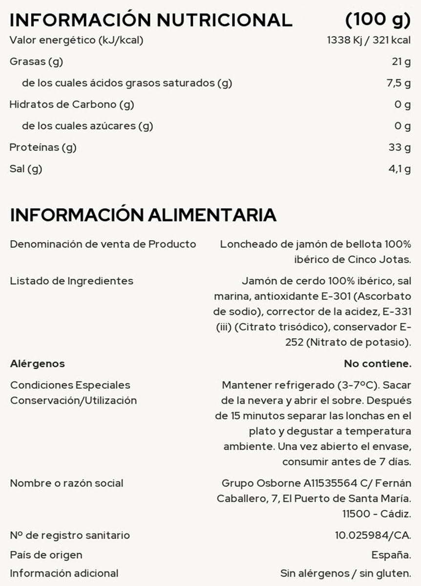 JAMON DE BELLOTA 100% IBERICO 5J (SOBRE DE 80g) (20)