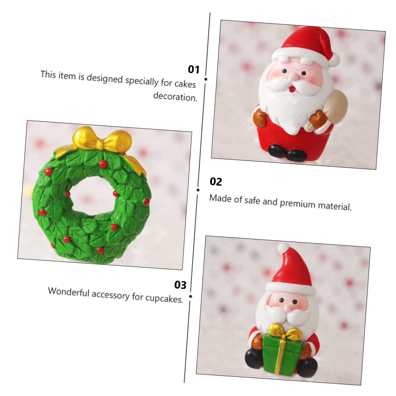 Cabilock 15 Pz Decorazione Per Torte in Resina Decorazioni Per Cupcake Albero Di Natale Decorazione Della Torta Del Fumetto Plettro Di Cupcake Natalizio Babbo Natale Mini Stuzzicadenti 3d