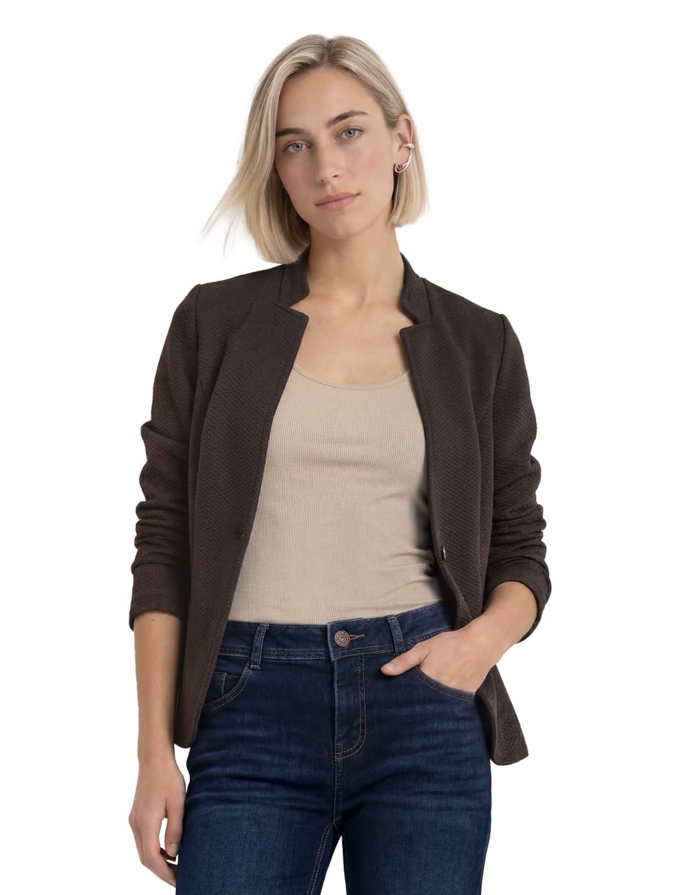Street One Blazer with Lapel Collar and Structure Black Coffee Mel. 36