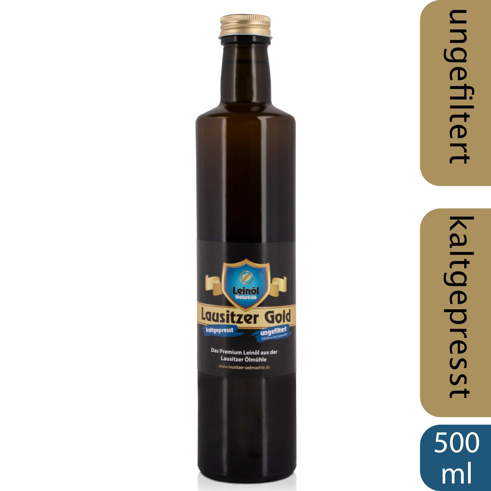Lausitzer Leinöl - Lausitzer Gold (kaltgepresstes ungefiltertes Premium Leinöl), 500ml