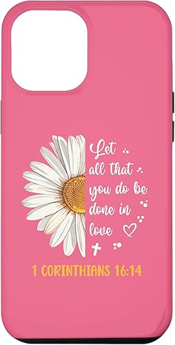 Funda para iPhone 12 Pro Max Cute Daisy 1 Corintios 1614 con versĂculo bĂblico de amor para mujer Funda para iPhone 12 Pro Max Cute Daisy 1 Corintios 1614 con versĂculo bĂblico de amor para mujer