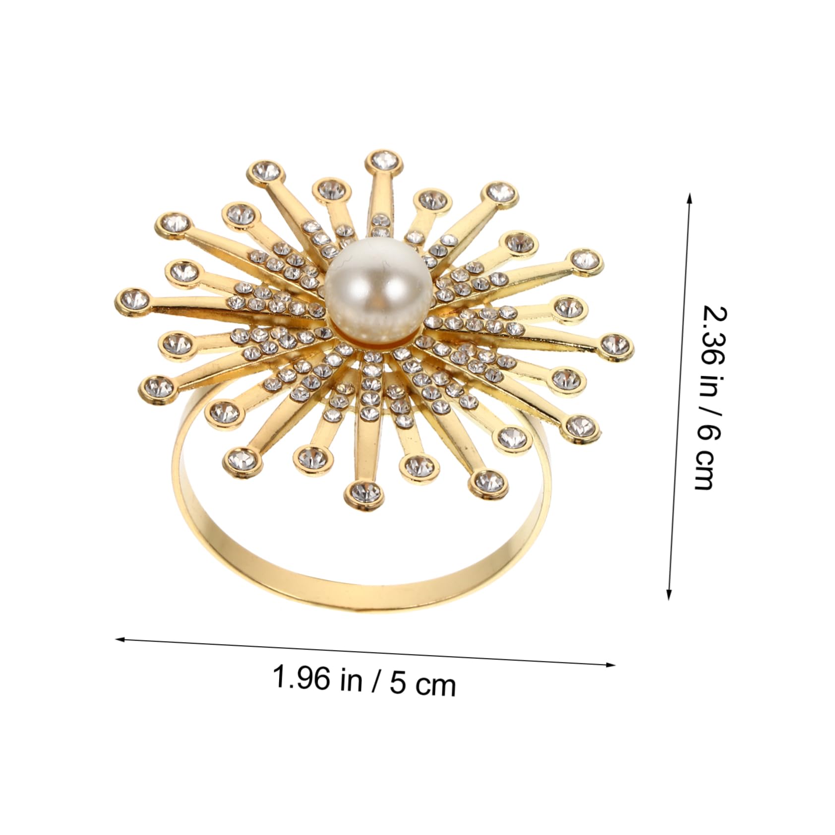 Cabilock 12 Pièces Rond de Serviette Perle Decoration Table Or Décoration Table dorée Ronds de Serviette de réception de Mariage Serviette de Table Ronde Strass Anneau Boucle de Serviette