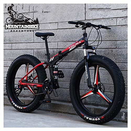 Bicicleta de montaña de Doble suspensión con Freno de Disco Doble para Hombres y Mujeres, Bicicleta de montaña con neumáticos Anchos Antideslizantes para Adultos, niños y niñas, Cuadro de Acero de a
