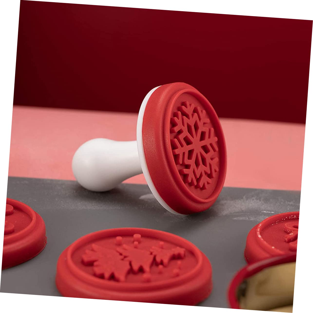 Alipis 5 Set timbro biscotto timbro per biscotti resistente all'usura de para gelatinas biscotti natale natalizi per cioccolato in silicone fornitura di pp rosso