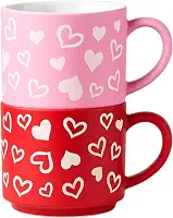 2 Canecas de Cerâmica Coração 520ml Presente Casal Namorado