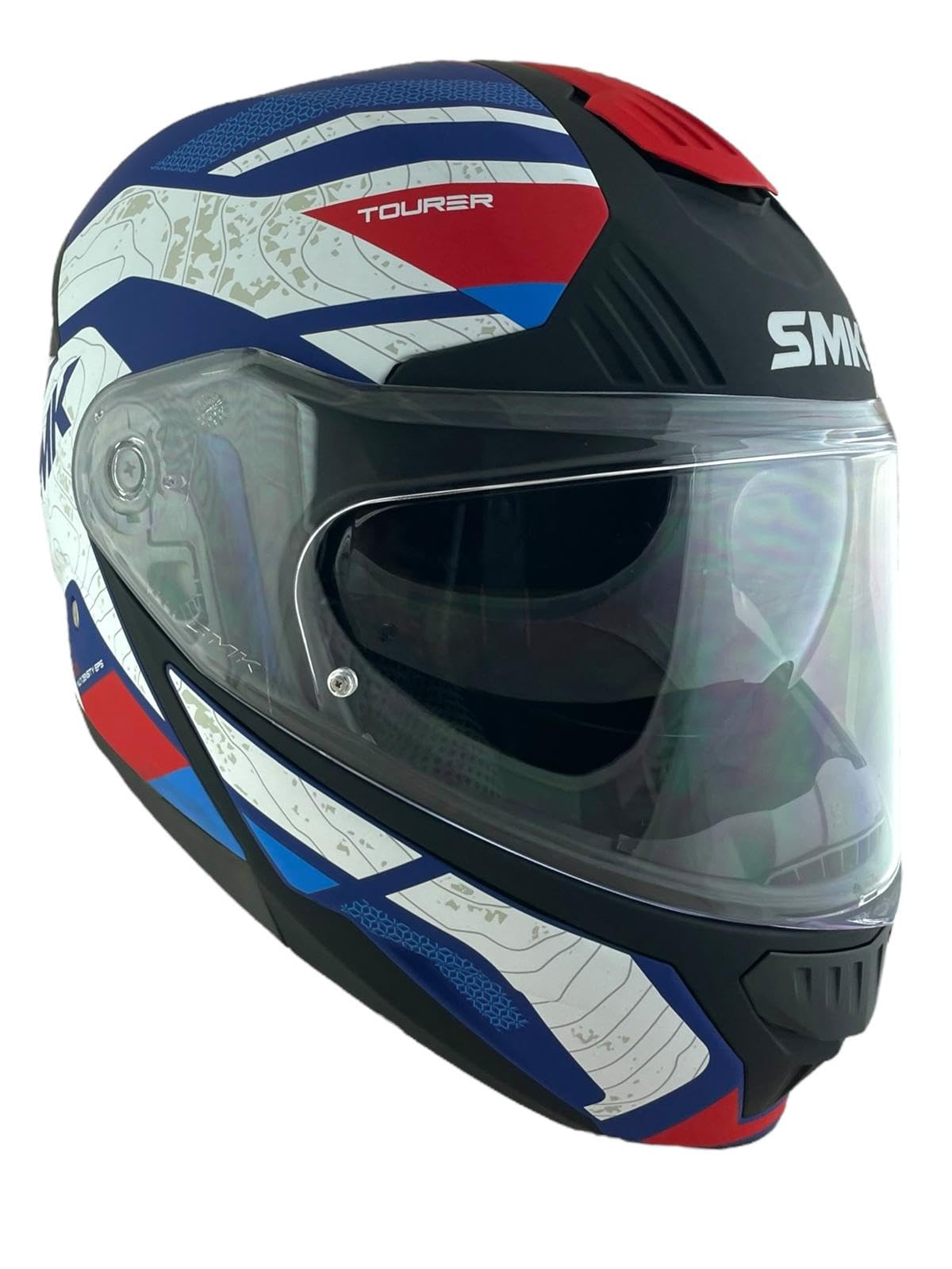 Casco modulare GULLWING Navigator bianco blu e rosso omologato 22.06 con doppia visiera P/J (4XL 67/68)