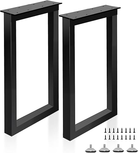 Miniatura 8 de Rioychan Juego de 2 patas de metal trapezoidales de 19 pulgadas, patas de repuesto para mesas de café, bancos, escritorios modernos, mesitas de