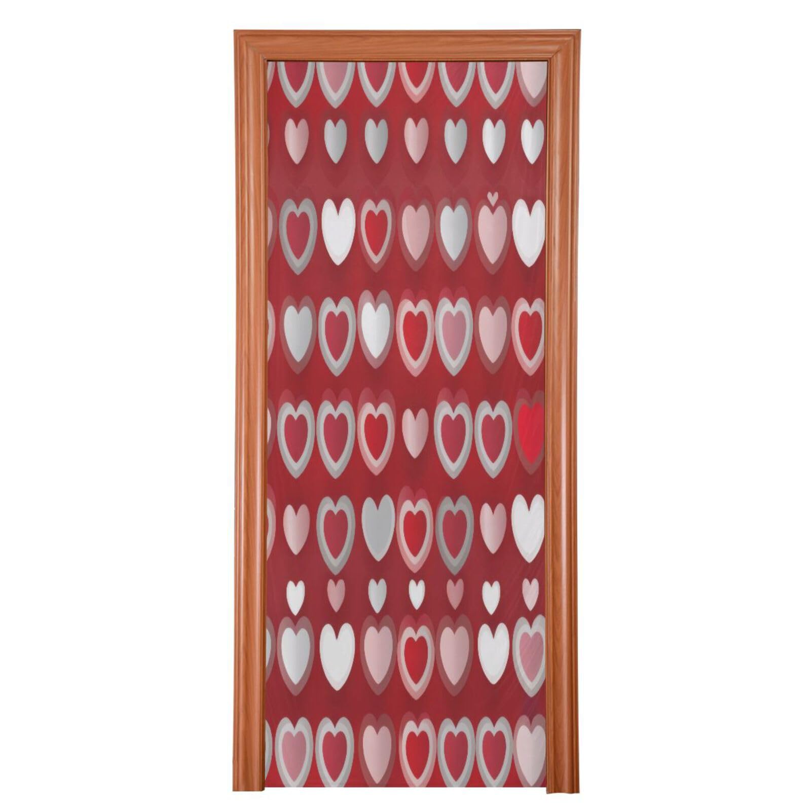 FLildon Red Hearts Romantic Valentine's Day Theme Door Cover Decoration, Party Accessory Porch Decor for Festive Ornament Room Door Covers 32 x 79 Inch
