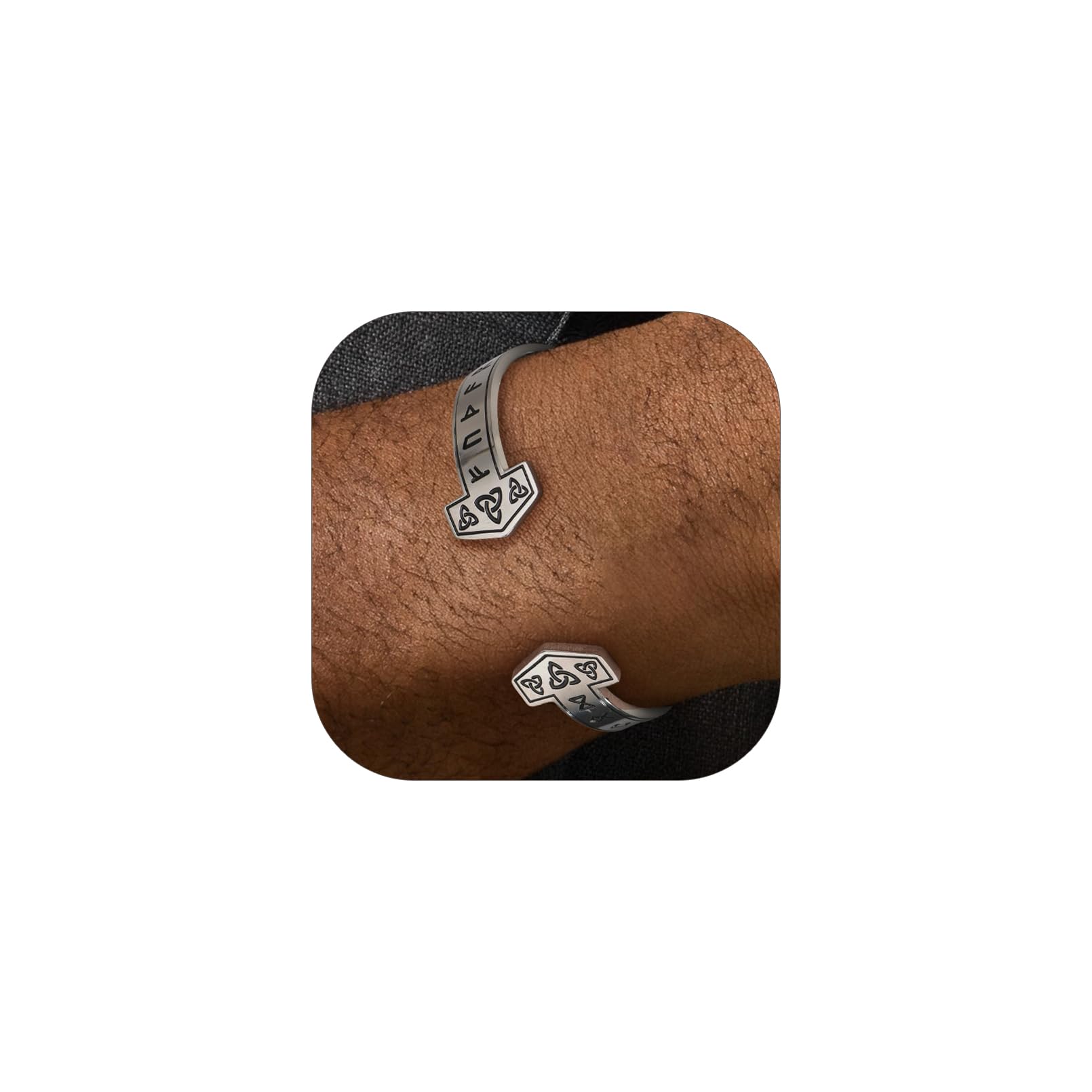 FaithHeart Brazalete Vikingo Acero Inoxidable 316L Hombre Pulsera Vikinga Runas Banda Rígida Joyería Nórdica Amuleto Amigo Pareja Recycled Claim Standard 100