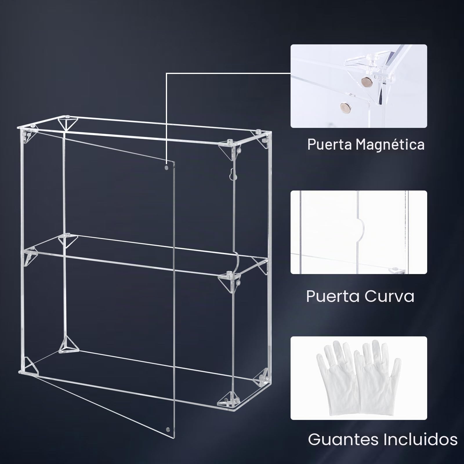 Vitrina de acrílico, vitrina transparente de 2 capas para figuras de acción, vitrina de pared a prueba de polvo, vitrina de cristal alternativa para coleccionables, Lego, modelos, juguetes