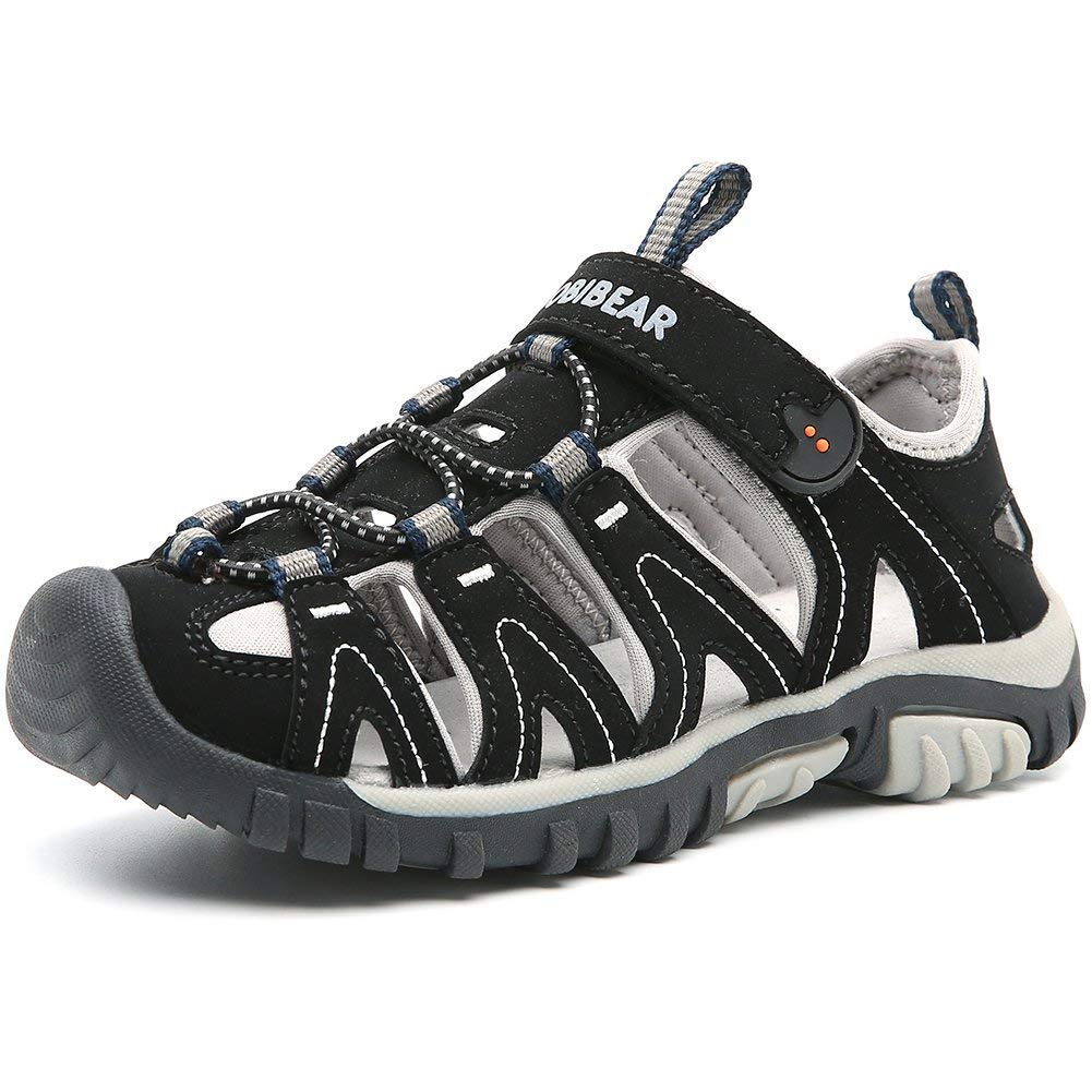 HOBIBEAR Ragazzi Ragazze Sport Acqua Sandali Chiuso Dita All'aperto (bambino piccolo/bambino grande), Nero , 39 EU