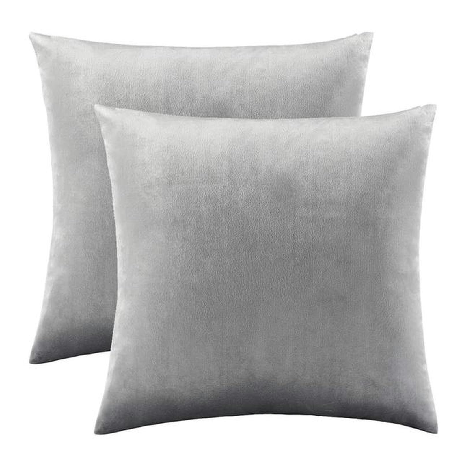 WANAM 2 Gold Decorative Cushions Covers Cases for Sofa Bed Couch Modern Luxury Solid Velvet Home Throw Pillows Covers -2 Packs 30CM X 50CM,Grey