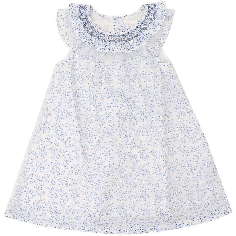 Tenna Teki Baby Girls Smocked Dress Bishop Style - Perfect for Spring and Summer Portraits Blue